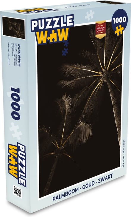 Puzzel Palmboom - Goud - Zwart - Legpuzzel - Puzzel 1000 stukjes volwassenen