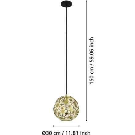 EGLO Hanglamp Skoura, messingkleurig, Ø 30 cm, staal, E27
