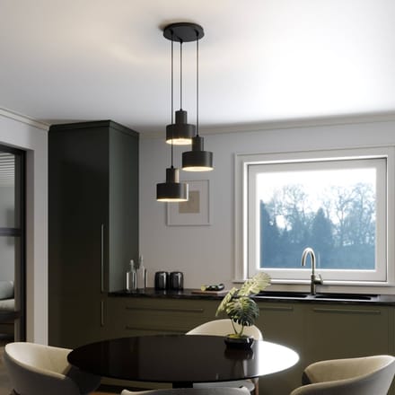 SIGMA Hanglamp Rif, rond, 3-lamps, zwart