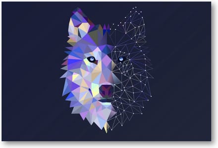Abstracte Wolf - 90x60 Canvas Liggend - Minimalist - Dieren