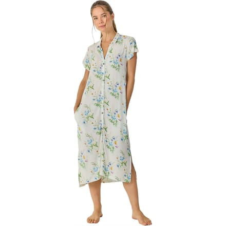 Dames Zomerse Lange Korte Mouwen Nachthemd JJB40