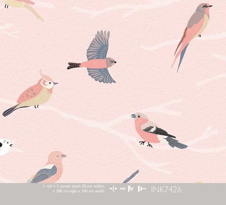 INGK - Kate & Andy - Behang - Fly and be free (pink)