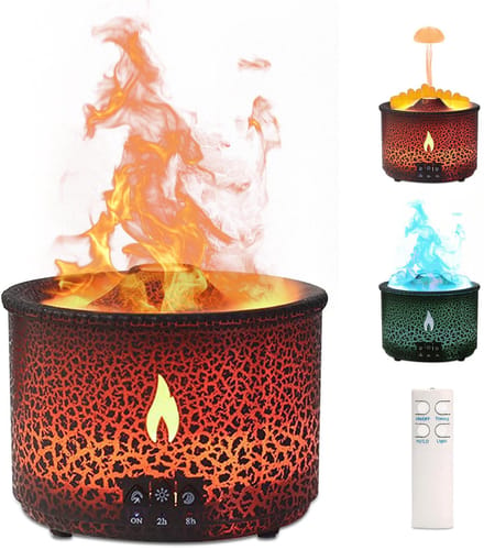 360ml Vulkaan Vlammeffect Aromatherapie Diffuser – Ultrasonisch, Timer, 2-in-1 Diffuser