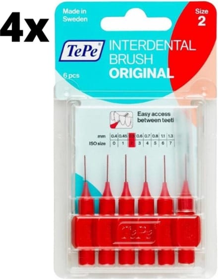 TePe Ragers Rood 0,5mm - 4 x 6 stuks - Voordeelverpakking