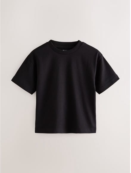 Next - Jongens - Effen T-shirt met korte mouwen - Zwart