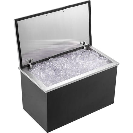 Bain à glace 24 x20 x15  Refroidisseur à glace Bac à glace Acier inoxydable avec couvercle