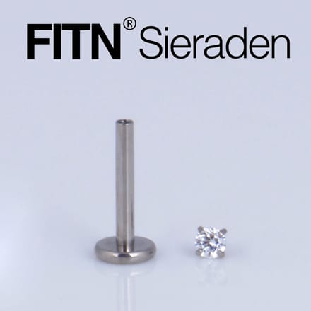 FITN-TIPSLR-Titanium-Labret Internally Threaded-Zilver Kleurige-1.2*8*2.0mm Lip Piercing met Zirkonia