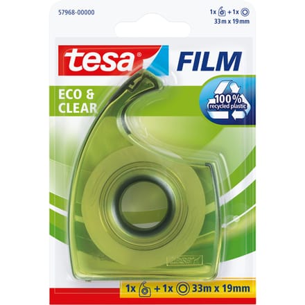 Plakband handdispenser tesafilm® Eco & Clear 33mx19mm transparant blister