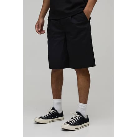 Relaxed Fit Pleat Front Work 365 Jort | Black | Size 44