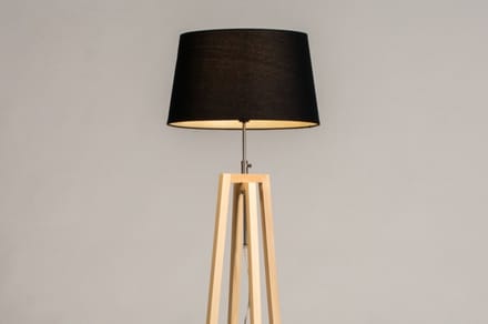 Lumidora Vloerlamp 31127 - LILLE - E27 - Zwart - Naturel - Hout - ⌀ 45 cm