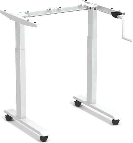 Worktrainer - StudyDesk - Klein handslinger zit-sta bureau - Hoogte 60,8 - 106 cm - Breedte 75 - 110 cm - Verrijdbaar - In hoogte verstelbaar - Wit