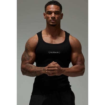 One More Rep Muscle Geribbeld Hemd | Black | Size Medium