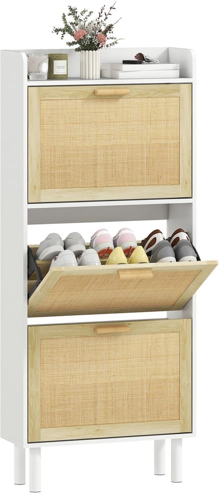 HOMCOM Schoenenkast - Spaanplaat - 65x24,5x153cm - Wit