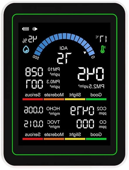 Luchtkwaliteitsmonitor - CO2 meter - Binnenlucht meten - HD kleurendisplay - 90x70x35mm - Wit