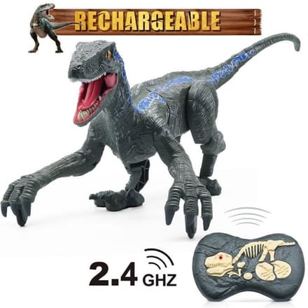 Jouet télécommandé - Dinosaure - Raptor bleu - 2.4G - Cadeau de Noël - Enfant bleu