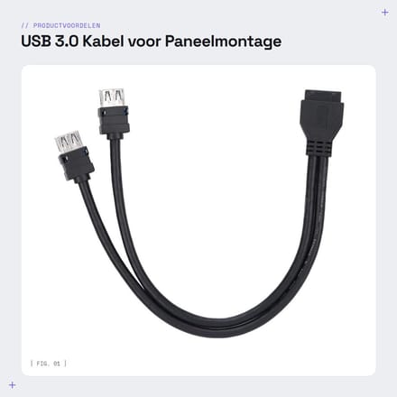 Dailygoods - USB 3.0 Kabel voor Paneelmontage, 19/20PIN