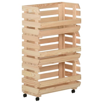 vidaXL - Groentetrolley - 37x30x80 - cm - massief - grenenhout