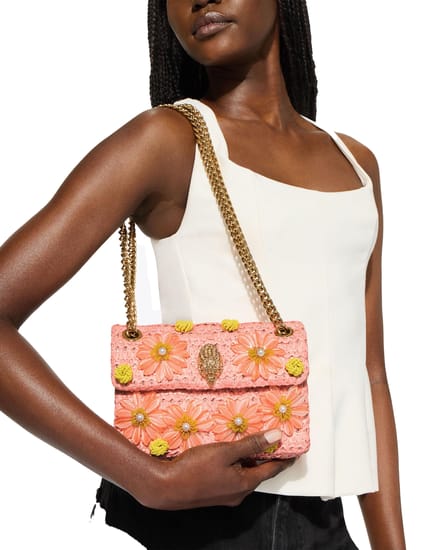 Kurt Geiger London Raffia Mini Kensington Schoudertassen Dames - Roze - Maat ONESIZE