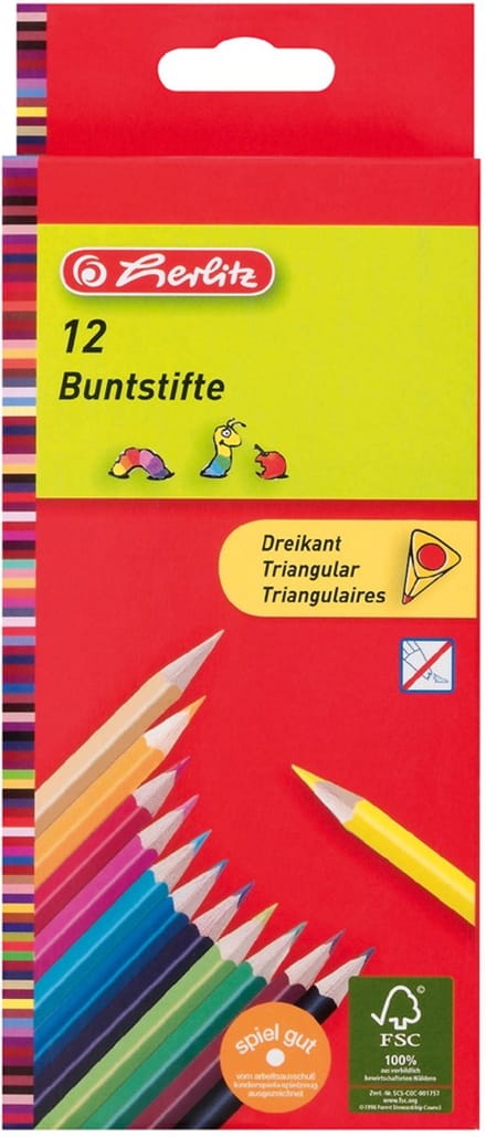 Herlitz kleurpotlood 3-kant lackiert 6er Hängescha