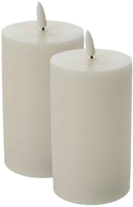 Firenze Home LED kaars - 2x - creme wit - D7,5 x H12,5 cm - met timer - stompkaarsen - sfeerkaarsen