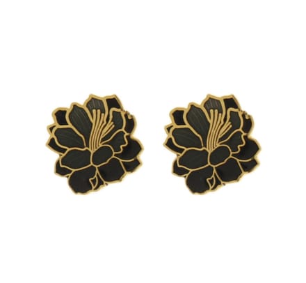 Behave - Oorknopjes dames - bloemmotief - zwart - 1 cm