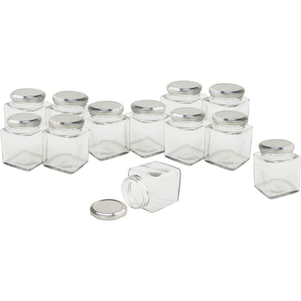 VBS Glazen met schroefdop "Vierkant", 12 stuks
