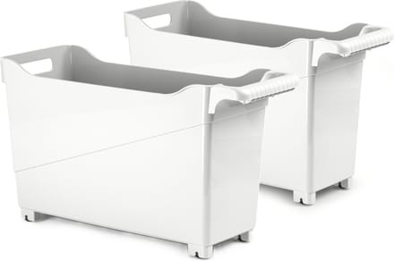 Plasticforte opberg Trolley Container - 2x - ivoor wit - L45 x B17 x H29 cm - kunststof