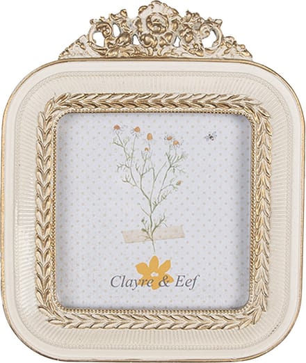 Clayre & Eef Fotolijst 9x9 cm Wit Goudkleurig Kunststof