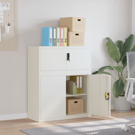vidaXL - Archiefkast - 90x40x110 - cm - staal - wit