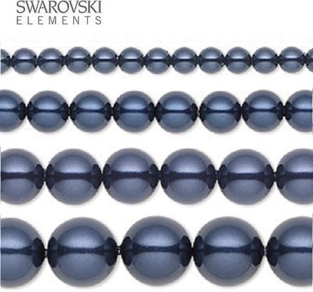 Swarovski Elements, 50 stuks Swarovski Parels, 8mm (40cm), night blue, 5810