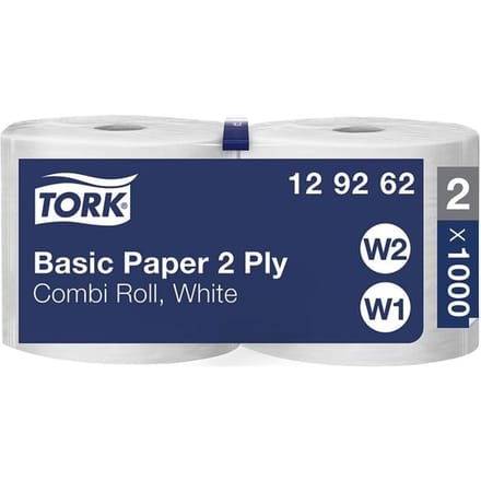Poetspapier Tork W2 Basic Universal 2-laags 1000 vel wit 129262