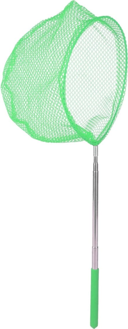 Sunnydays Telescopisch visnet/schepnetje - groen - metaal - uitschuifbaar van 38 tot 86 cm