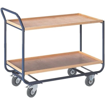 Etagewagen met houten rand, L 1000 x B 575 mm, 2 etages