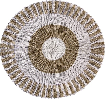 Zeegras Tapijt - Rond Kleed - Wit & Bruin - Diameter 1 meter