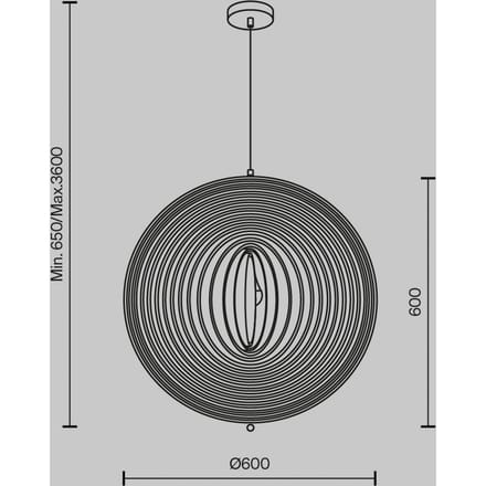 Hanglamp Maytoni Roots, bolvorm, Ø 60 cm, hout/zwart