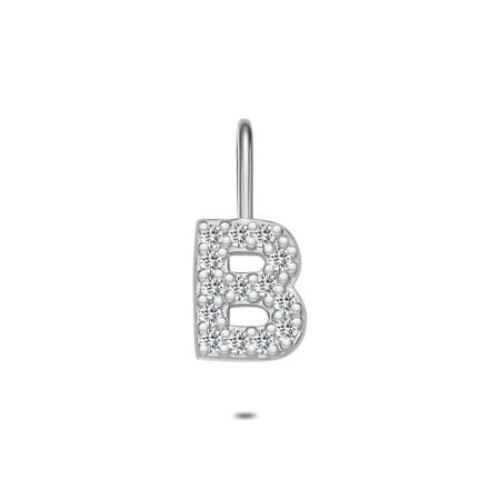 Twice As Nice Hanger in zilver, letter B met steentjes