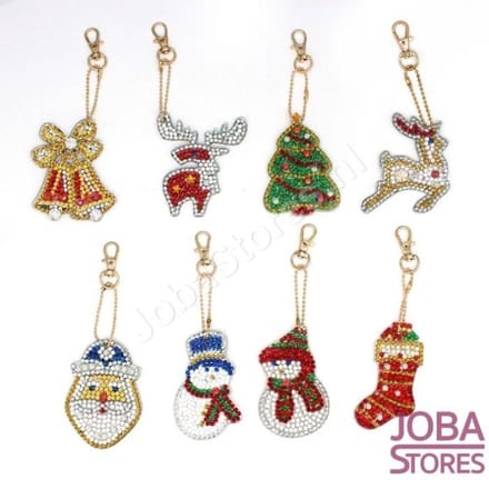 Diamond Painting "JobaStores®" Sleutelhanger Set Kerst 03 (8 stuks)