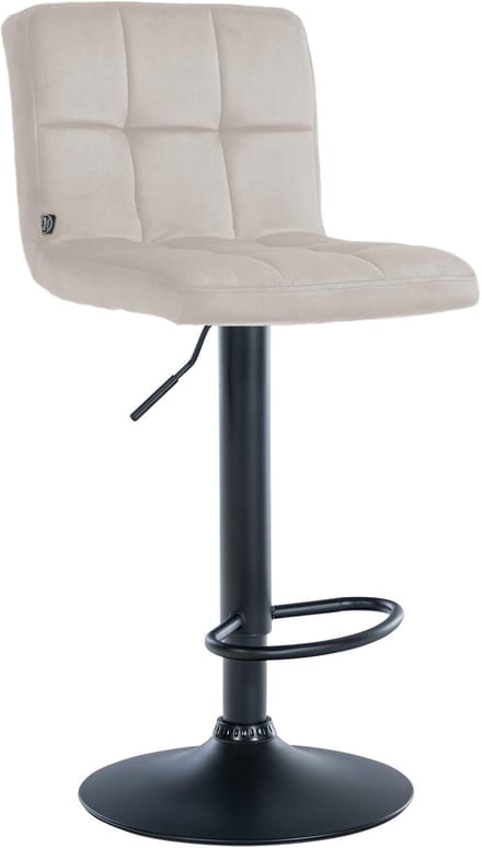 CLP Peru Barkruk - Met rugleuning - Voetsteun - Fluweel - Velvet - zwart/creme