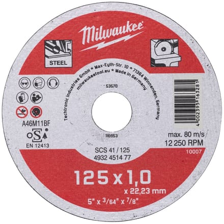Milwaukee 4932451492 Metaaldoorslijpschijf SC41 125 x 3 mm PRO+