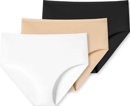 Uncover by Schiesser 3PACK Midi Slip Dames Onderbroek - zwart wit nude