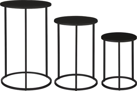 Mica Decorations Quinty Bijzettafel - Set van 3 - H50 x Ø32 cm - Metaal - Zwart