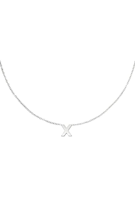 Edelstalen collier initiaal X Zilver Stainless Steel
