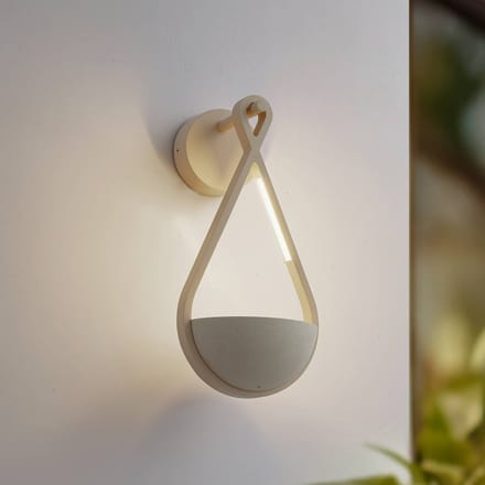 Lucande LED buiten wandlamp Florka, beton, bloemenhanger, IP54