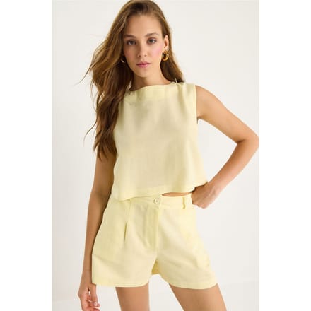 Hoge Taille Mouwloze Crew Neck Twee-Delige Set