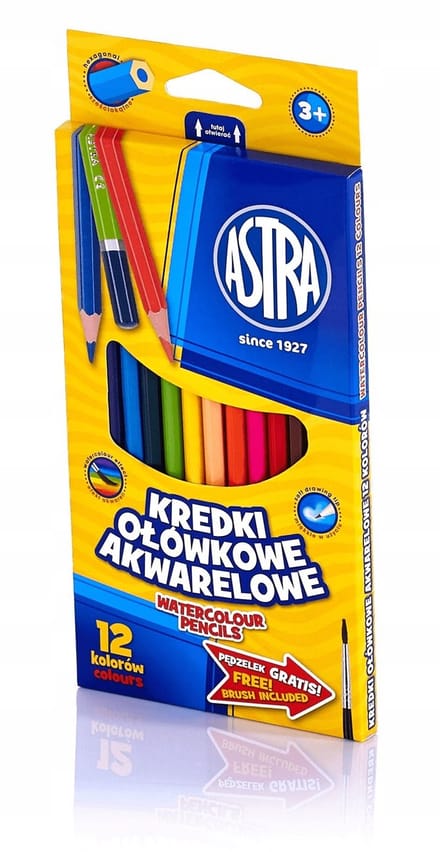 Astra Aquarel Kleurpotloden Set - 12 Stuks met Penseel