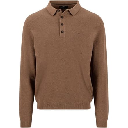 Fynch-Hatton Trui Structured Cotton Polo Pullover Elephant Grey / male