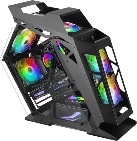 Compact Micro-ATX Gaming PC Case met ARGB Verlichting en Dubbel Gehard Glas