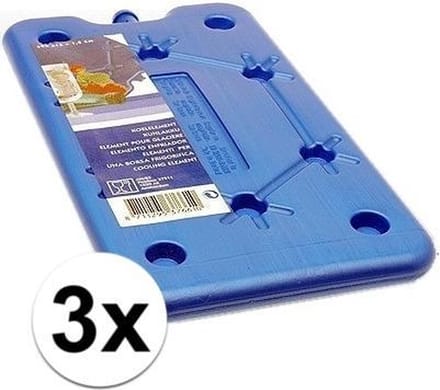 3 platte koelbox koelelementen blauw