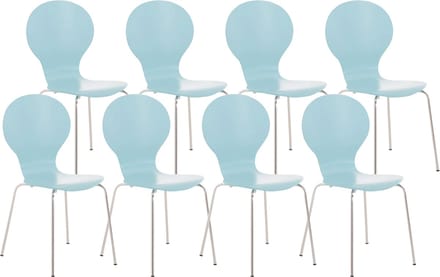 CLP Diego Set van 8 stapelstoelen Hout/lichtblauw