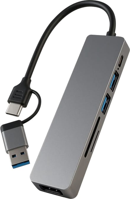 Nuvance - USB C Hub 3.0 - 5 Poorten - USB Splitter - USB C Dock - Micro SD Cardlezer USB C - Grijs